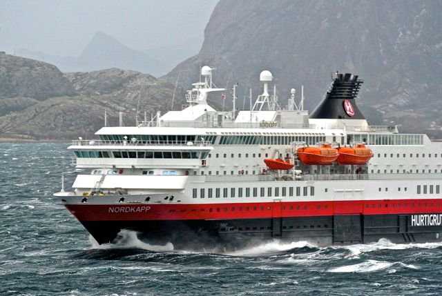  Hurtigruten sister-ship, passing enroute, they blow their horns at each other